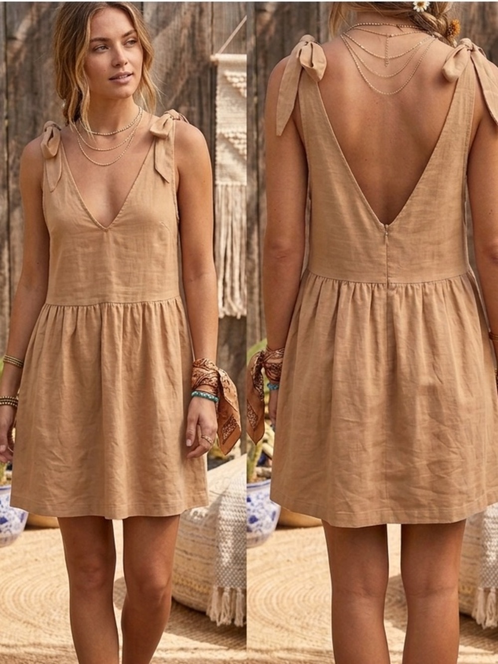 ASOS Design Bunny Tie Shoulder Mini Petite Smock Dress 4